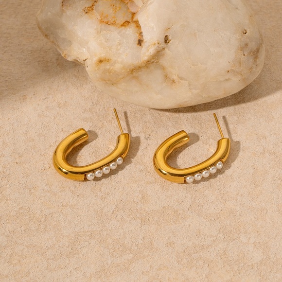 Gold Hoop Earrings*Everyday Hoops*Waterproof and Sweatproof - Picture 3 of 6